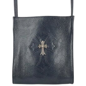 【中古】 CHROME HEARTS クロムハーツ スクエアポケット スモールCHクロス レザー ブラック シルバー クロスパッチ ショルダーバッグ メッセンジャーバッグ サコシュ ポシェット クロスボディ 25029564 RS