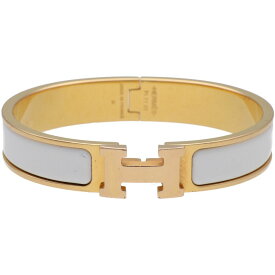 【中古】 HERMES エルメス エナメルブレスレット 《クリックH》 ホワイト ゴールド バングル クリッククラック 26020136 RS