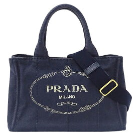 【全品P2倍！29日迄】プラダ PRADA バッグ レディース ブランド トートバッグ ハンドバッグ ショルダーバッグ 2way カナパ ミニ キャンバス ネイビー 1BG439 紺 コンパクト 斜め掛け クロスボディ おしゃれ 【中古】