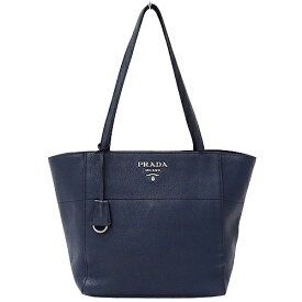 【全品5％OFF！27日9:59迄】プラダ PRADA バッグ レディース ブランド トートバッグ ショルダーバッグ レザー ネイビー 1BG202 紺 A4 通勤 通学 肩掛け おしゃれ ロゴ 【中古】