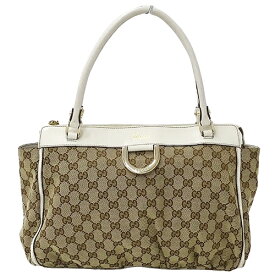 【全品5％OFF！5/3～5/7】グッチ GUCCI バッグ レディース ブランド トートバッグ アビー GGキャンバス ブラウン ベージュ ホワイト 189831 A4 肩掛け おしゃれ 【中古】