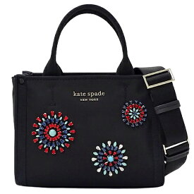 【ほぼ全品10％OFF！25日20時～5時間限定】ケイト スペード ニューヨーク Kate Spade バッグ レディース ブランド ハンドバッグ ショルダーバッグ 2way ナイロン ブラック 黒 ビジュー コンパクト ミニバッグ おしゃれ 【中古】