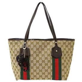 グッチ GUCCI バッグ レディース ブランド トートバッグ GGキャンバス シェリー ブラウン ベージュ 211971 肩掛け おしゃれ 【中古】