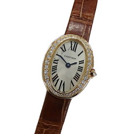 【最大10％OFF!9日20時〜16日1時59分迄！】カルティエ Cartier 時計 レディース ブランド ミニベニュワール ダイヤモンド クオーツ QZ 750PG レザー WB520028 ピンクゴールド ブラウン 磨き済み 【中古】