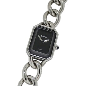 【最大10％OFF!9日20時〜16日1時59分迄！】シャネル CHANEL 時計 レディース ブランド プルミエール Lサイズ クオーツ QZ ステンレス SS H0452 シルバー ブラック スクエア チェーン 磨き済み 【中古】