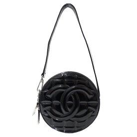 シャネル CHANEL バッグ マトラッセ レディース ブランド ハンドバッグ パテントレザー ブラック シルバー金具 ココマーク ロゴ エナメル ラウンド かわいい おしゃれ コンパクト 【中古】