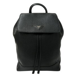 【最大10％OFF!9日20時〜16日1時59分迄！】プラダ PRADA バッグ レディース メンズ ブランド リュック レザー ブラック 黒 ロゴ シック かっこいい 【中古】