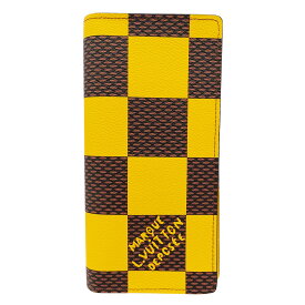 ルイ・ヴィトン LOUIS VUITTON 財布 メンズ ブランド 長財布 ダミエポップキャンバス ポルトフォイユ・ブラザNM イエロー ブラウン N40541 おしゃれ 可愛い 2024年春夏コレクション 【中古】