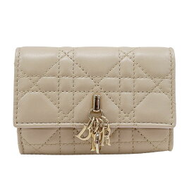 【全品3%OFFクーポン配布中！】ディオール Dior 財布 レディース ブランド コインケース カナージュ レザー ベージュ 小さめ コンパクト キルティング 可愛い ロゴ おしゃれ 【中古】