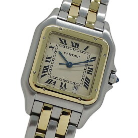 【最大10％OFF!9日20時〜16日1時59分迄！】カルティエ Cartier 時計 ボーイズ ブランド パンテール MM 2ロウ デイト クオーツ QZ ステンレス SS ゴールド YG W25028B6 コンビ 磨き済み 【中古】