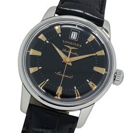 ロンジン LONGINES コンクエスト ヘリテージ L1.611.4 時計 メンズ ブランド デイト 自動巻き AT ステンレス SS レザー シルバー ブラック 磨き済み 【中古】