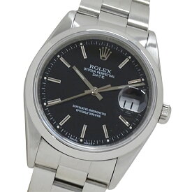 ロレックス ROLEX オイスターパーペチュアル デイト 15200 T番 時計 メンズ ブランド 自動巻き AT ステンレス SS シルバー ブラック 磨き済み 【中古】