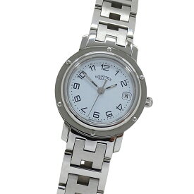 【全品最大10％OFF!19日20時から23日01時59分まで！】エルメス HERMES 時計 レディース ブランド クリッパー デイト クオーツ QZ ステンレス SS CL4.210 シルバー ホワイト 磨き済み 【中古】