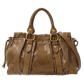 【全品9％OFFクーポン配布中！14日23：00まで！】ミュウミュウ MIUMIU バッグ レディース ブランド ハンドバッグ ショルダーバッグ 2way レザー ブラウン RT0383 おしゃれ 【中古】