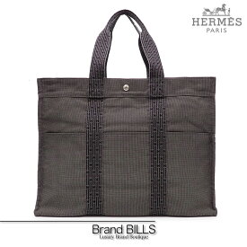 未使用品 HERMES エルメス エールライン トートGM トートバッグ ビジネスバッグ 100941M グレー シルバー金具 ナイロンキャンバス 送料無料 【中古】