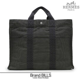 未使用品 HERMES エルメス エールライン トートMM トートバッグ ビジネスバッグ 2way 100951M ナイロンキャンバス グレー シルバー金具 送料無料 【中古】