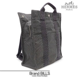 未使用品 HERMES エルメス エールライン アドMM リュック バックパック 100952M グレー シルバ金具 ナイロンキャンバス 送料無料 【中古】