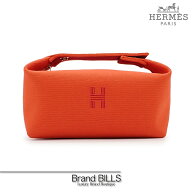 未使用品 HERMES エルメス ブリッド・ア・ブラックPM ハンドバッグ ポーチ コットンキャンバス トワルシ…