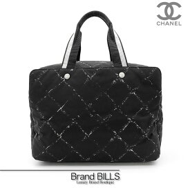 美品 CHANEL シャネル 旧トラベルライン ボストンバッグ 旅行バッグ ナイロン ブラック 5番台 送料無料 【中古】