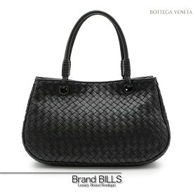 未使用品 BOTTEGA VENETA ボッテガヴェネタ イントレチャート サッチェル ハンドバッグ ラムレザー ブラック 148323 送料無料 【中古】