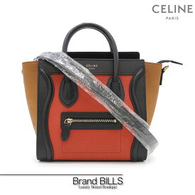 未使用品 CELINE セリーヌ ラゲージ ナノショッパー ハンドバッグ 2way 168243AAC.27FT トリコロール フォックスレッド タン カーフレザー スウェード 送料無料 【中古】