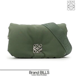 未使用品 LOEWE ロエベ パファー ゴヤバッグ ミニ ショルダーバッグ クラッチ 2way アナグラム ナイロン カーキ オレンジ A896W56X02 送料無料 【中古】