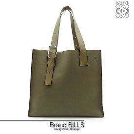 美品 LOEWE ロエベ バックルトート トートバッグ アナグラム 肩掛け ショルダー 書類カバン カーキ B692L09X01 送料無料 【中古】