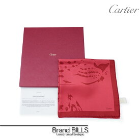 新品 Cartier カルティエ パンサーモチーフシルクスカーフ CRPC001686 シルク レッド ヒョウ柄 送料無料 【中古】