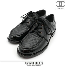 未使用品 CHANEL シャネル ローファー 靴 レディース キルティング レースアップ ココマーク ブラック #37 24cm G33845 送料無料 【中古】