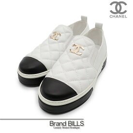未使用品 CHANEL シャネル マトラッセ スリッポン 靴 シューズ ココマーク ＃39 29cmレザー バイカラー ホワイト ブラック G39180 送料無料 【中古】