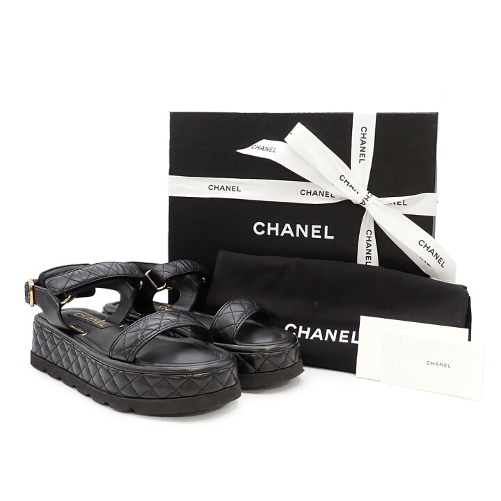 楽天市場】美品 CHANEL シャネル サンダル マトラッセ G39143 #37 24cm 