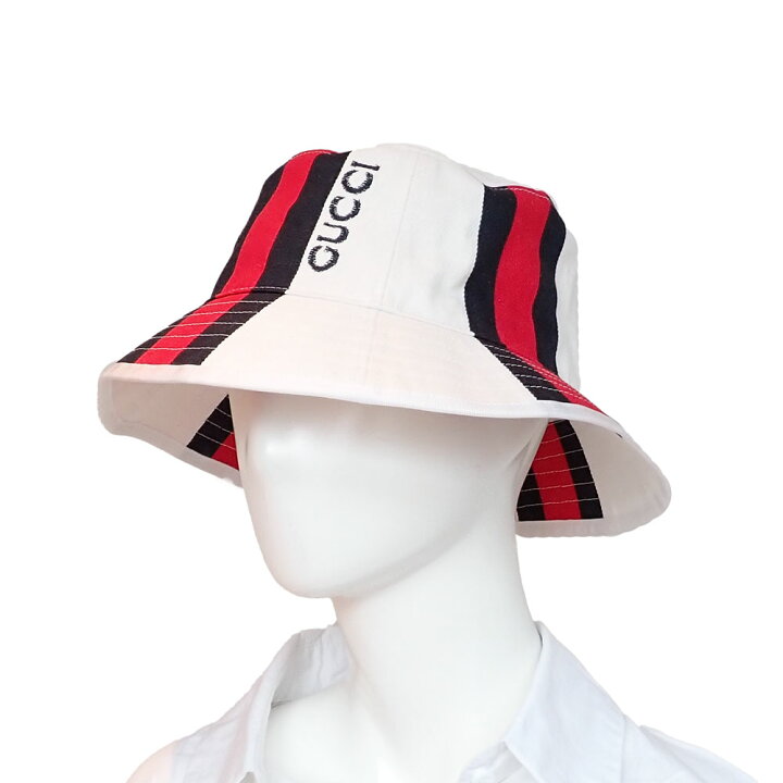 楽天市場】未使用品 GUCCI グッチ ウェブ ストライプ バケットハット  