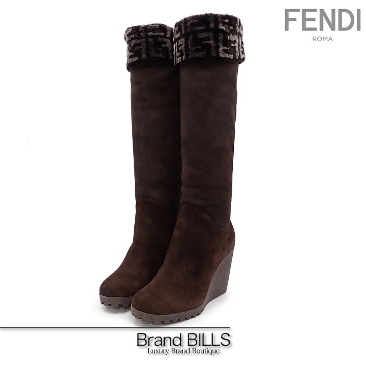 楽天市場】未使用品 FENDI フェンディ ロングブーツ スエード ムートン 