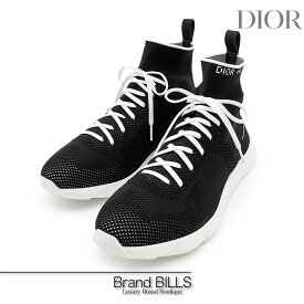 未使用品 Christian Dior DIOR HOMME B21 ハイカット ソックス スニーカー ニット ブラック #44 送料無料 【中古】