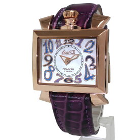 【未使用　展示品】ガガミラノ GaGa MILANO ナポレオーネ レディー クオーツ 腕時計 型押しカーフレザー パープル 紫 6031.4