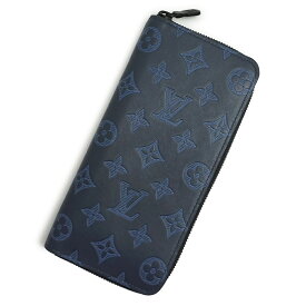 【美品】ルイ ヴィトン LOUIS VUITTON ジッピーウォレット ヴェルティカル ラウンドファスナー 長財布 モノグラムシャドウ レザー ネイビー 青 M80423 箱付