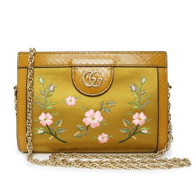 【新品・未使用品】グッチ GUCCI オフィディア フローラル チェーンバッグ ショルダーバッグ 斜め掛け サテン パイソン レザー ゴールド イエロー 602676 箱付