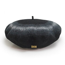 【未使用　展示品】クリスチャンディオール Christian Dior ロゴ ベレー帽 帽子 ハット ウール100% ブラック グレー 黒 94ATY910X107