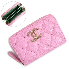 【新品・未使用品】シャネル CHANEL マトラッセ ココマーク ジップ コインパース コインケース 小銭入れ 財布 キャビアスキン レザー ピンク グリーン 緑 AP3186 箱付