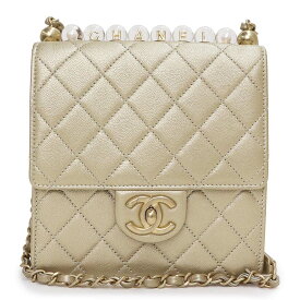 【未使用　展示品】シャネル CHANEL マトラッセ シックパール アクリルビーズ フラップバッグ チェーン ショルダーバッグ 斜め掛け ゴートスキン レザー ゴールド 金 AS0584