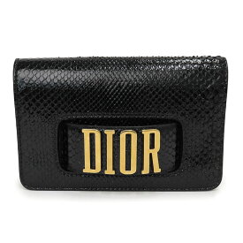 【美品】ディオール Dior クラッチバッグ セカンドバッグ ポーチ パイソン エキゾチックレザー ブラック 黒 ゴールド金具