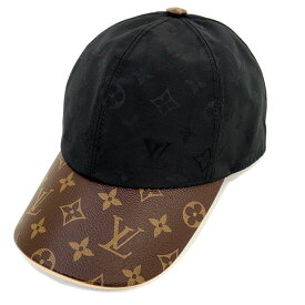 【未使用　展示品】ルイ ヴィトン LOUIS VUITTON LV ゲットレディー キャップ ハット 帽子 Mサイズ モノグラム レザー ポリエステル シルク ノワール ブラック ブラウン 黒 茶 ゴールド金具 M76528