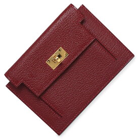 【新品・未使用品】エルメス HERMES ケリー ポケット コンパクト ウォレット コインケース 小銭入れ 財布 シェブル シェーブルミゾール レザー ルージュアッシュ レッド 赤 ゴールド金具 Y刻印