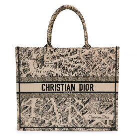 【新品・未使用品】クリスチャンディオール Christian Dior BOOK TOTE Plan de Paris エンブロイダリー ブックトート ラージ プランドゥパリ ハンドバッグ コットンキャンバス ベージュ ブラック M1286ZOMP_M918