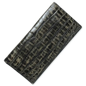 【中古】ボッテガヴェネタ BOTTEGA VENETA 二つ折り長財布 クロコダイル レザー ブラック 黒 244688