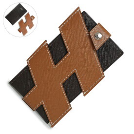 【新品・未使用品】エルメス HERMES Hタグ アッシュタグ カードケース 名刺入れ 定期入れ パスケース ヴォーエプソン レザー ゴールド エベンヌ ブラウン 茶 シルバー金具 Y刻印 箱付