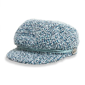 【未使用　展示品】シャネル CHANEL ココマーク キャップ キャスケット 帽子 Mサイズ ツイード ブルー 青 シルバー金具