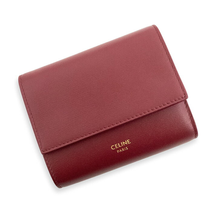 CELINE 三つ折り財布 スモール トリフォールドウォレット ボルドー レザー 