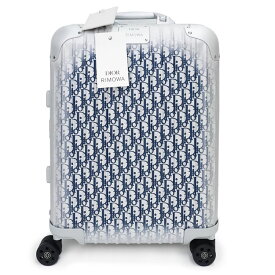 【未使用　展示品】ディオール Dior AND RIMOWA キャリーオン ラゲッジ コラボ スーツケース キャリーバッグ オブリーク アルミニウム ナイロン シルバー インディゴ 藍 銀 シルバー金具 1DRTR002YWZ