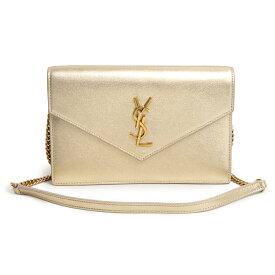 【新品・未使用品】イヴ サンローラン YVES SAINT LAURENT ENVELOPE チェーンウォレット ショルダーバッグ クラッチ カーフスキン レザー ペールゴールド 金 アンティークゴールド金具 402031